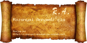 Rozsnyai Annamária névjegykártya